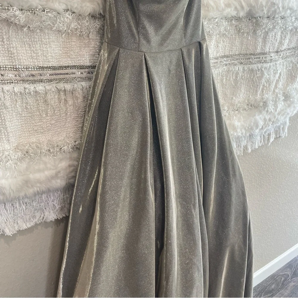 Betsy & Adam Womens Metallic Hi-Low Evening Dress - Picture 8 of 14